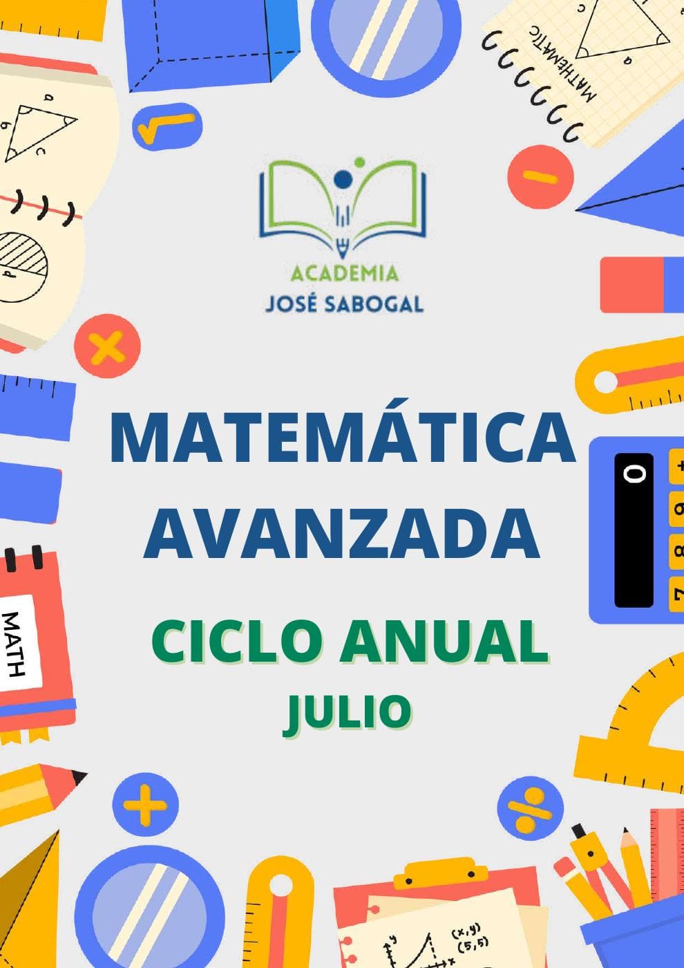 Carátula del libro: Matemática Avanzada - Julio 2024 de la Academia José Sabogal