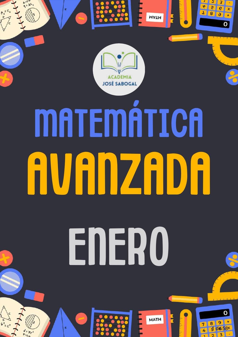 Carátula del libro: Matemática Avanzada - Enero 2025 de la Academia José Sabogal