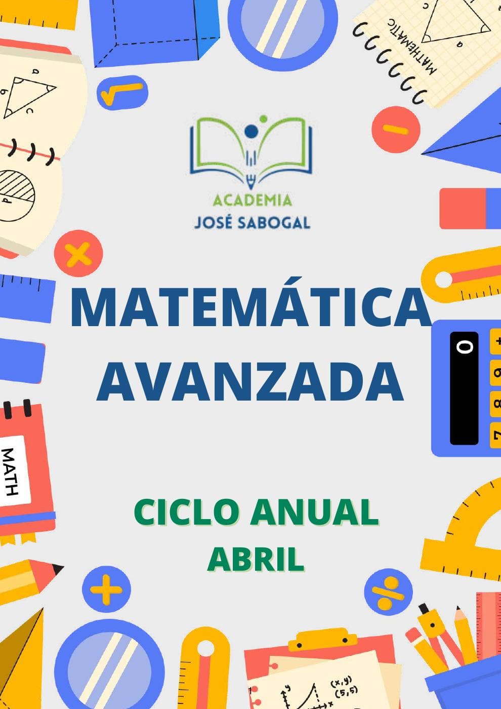 Carátula del libro: Matemática Avanzada - Abril 2024 de la Academia José Sabogal
